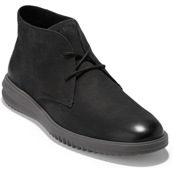 NWT Cole Haan Men's Grand+ Chukka Boot, Black Nubuck/Black, Size 9.5 - Picture 1 of 5